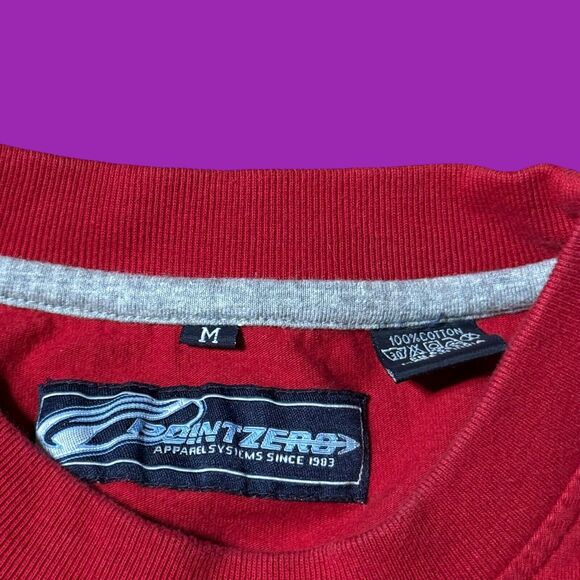 Vtg Y2K Point Zero T Shirt Mens Medium Red Short Sleeve Stripe Cotton - Picture 3 of 6